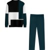 Men’s versatile multi-color color blocked geometric stripe pattern decoration Men’s long sleeved pants set for leisure vacation, Casual Attire, Leisure Outfit, Modern Style, Trendy Fashion, Durable Construction, Machine Washable, Twopiece Set, Stylish Clothing, Men’s Fashion, Young Adults