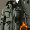 Men’S Casual Workwear Jacket and Pants Set – Olive Green, Thick Fleece-Lined, Hooded Zipper Pockets, Long Sleeve, Regular Fit, Solid Color, Perfect for Fallu002FWinter, Casual Attire|Casual Style|Zippered Jacket, Hunting Clothe For Men, Workwear Suit For Men