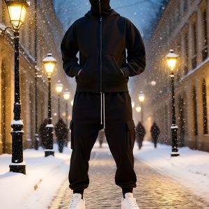 Unisex Autumnu002FWinter Full-Zip Hoodie, Double-Hooded Face Mask Cardigan Sweatshirt Set with Multiple Pockets Loose Fit Jacket and Joggers Two-Piece Outfit for Sports Activities like Running & Playing Ball, Sweater And Jogging Pant Men, Workout Clothing, Athletic Apparel, Doublehooded Design, Durable Fabric, Cozy Winter Wear, Sports Sweatsuit, Hoodie And Joggers, Gym Enthusiasts, Men's Workout Clothes