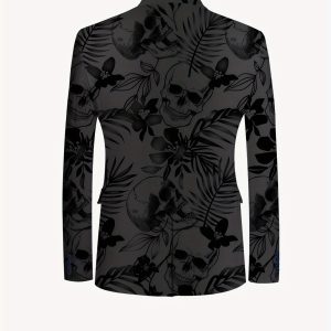 Men's Fashion Trendy Patterned Floral Print Suit with Label