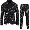 Fashionable Casual Suit Set 2pcs with Digital Print, Lapel Collar, Non-Stretch Fabric, Regular Fit, Pockets, All-Season Party Wear, Allseason Attire|Modern Casual Wear|Digital Print Jacket