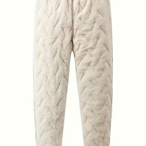 Men's Casual Two-Piece Set: Thick Fleece-Lined Jacket and Pants, High-Quality Winter Sports Zip Hoodie with Elastic Waistband Drawstring & D pockets in Solid Color for Versatile Home Outdoor Skiing Windproof Warm Plush Layerable Couple Style