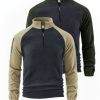 2pcs Men’S Double-Sided Fleece-Lined Zip-Up Henley Shirts – Stylish Stand Collar, Long Sleeve, Half-Zip Pullover Tops in Navy Blue & Beige, Perfect for Casual & Sporty Outfits, Autumnu002FWinter Wear, Casual Sportswear | Zipup Pullover | Fleece Lined
