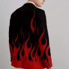 Men’s Contrast Color Fire Pattern Notch Lapel Collar Two Button Blazer, Suit Jacket For All Seasons Party Wear, Male’s Fashion
