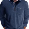 Men’S Stylish Long Sleeve Polo Shirt – Casual Henley with Color-Block Collar & Chest Pocket, Button-Up Front, Light Blue, Perfect for Springu002FFall, Spring Outerwear | Buttonup Collar | Nontransparent Material