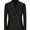 Men’s Casual Striped Double-Breasted Suit Jacket – Regular Fit, Suitable for Business, Beach, Travel & Evening Outings – Versatile Formal and Casual Wear for All Seasons, Trendy Men’s Fashion