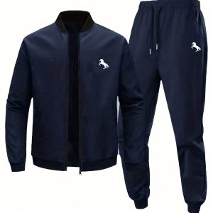 Men's Autumn Winter Trendy New Sportswear Set, Casual Fashion Outdoor Jacket and Pants Set