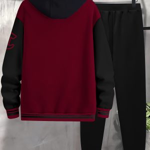 Men'S Chicago Casual Baseball Jacket and Sweatpants 2pcs Set, Geometric Pattern, Regular Fit, All-Season, with Chicago 23 Design, for Casual Attire