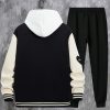 Men’s Fallu002FWinter Fashion Embroidered Varsity Sports Jacket And Pants Set
