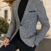New Season Retro Houndstooth Suit Jacket ?? Men’s Light Luxury Business Casual Double-Breasted Tweed Fabric ?? Black High Collar Sweater Set | Reshaping Modern Gentleman Elegance
