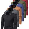 Men’S Casual Long Sleeve Button-Detail Shirts – 95% Polyester, 5% Spandex with Lapel Collar and Slight Stretch, Solid Knit Fabric for Outdoor Fitness Training, Pack of 6