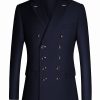 YonnePhnne Men’S Double-Breasted Solid Color Blazer with Front Pocket – Notch Lapel, Long Sleeve, Regular Fit All-Season Formal & Casual Wear, Versatile Menswear, Elegant Button Detail