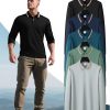 5pcs Men’S Long Sleeve Shirts, Multi-Color Set with Contrast Collar, Stylish and Versatile for Daily Wear, Hiking, Walking, Casual Outings, Gatherings, Traditional Fit Knit Fabric Pullover, 150gu002Fm Weight, Men Polo Shirt High Quality, Men Clothe, T Shirt Men, Golf Shirt For Men, Men Shirt