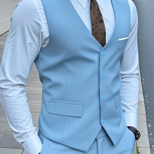 Men'S Springu002FAutumn New High-Quality Fashion Solid Color Suit Set with Vest + Trousers Formal Light Business Casual Wedding Trend 2pcs