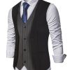 Men’s Two-Piece Vest Suit with Contrast Stitching Design, Trendy and Fashionable Vest and Trousers Set