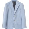 Men’S Light Blue & White Striped Casual Blazer – Long Sleeve, Lapel Collar, Regular Fit with Pockets, Perfect for Springu002FSummeru002FFall, Spring Summer Jacket | Classic Striped Blazer | Nonstretch Fabric